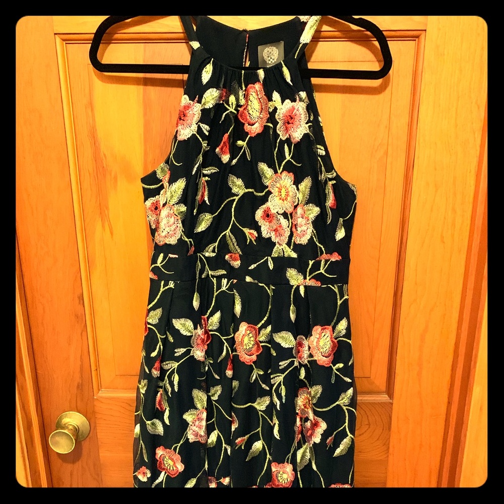 Navy/floral midi dress